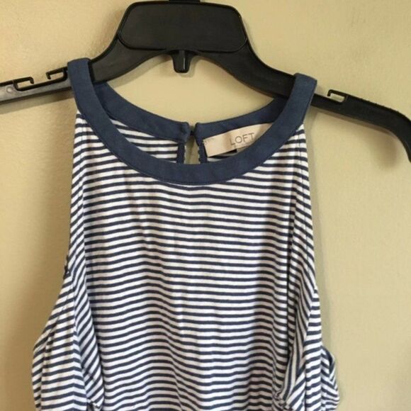 Loft XS cold shoulder striped blue and white top - Picture 3 of 4